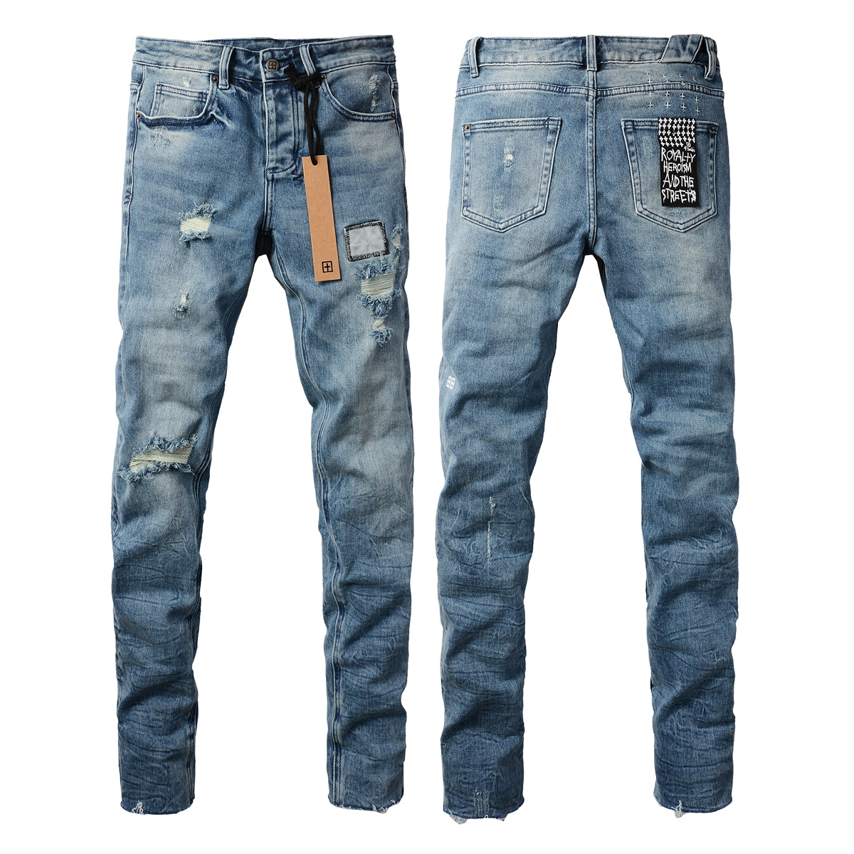 Edgy Blue Denim with Distressed Rip Accents 3007