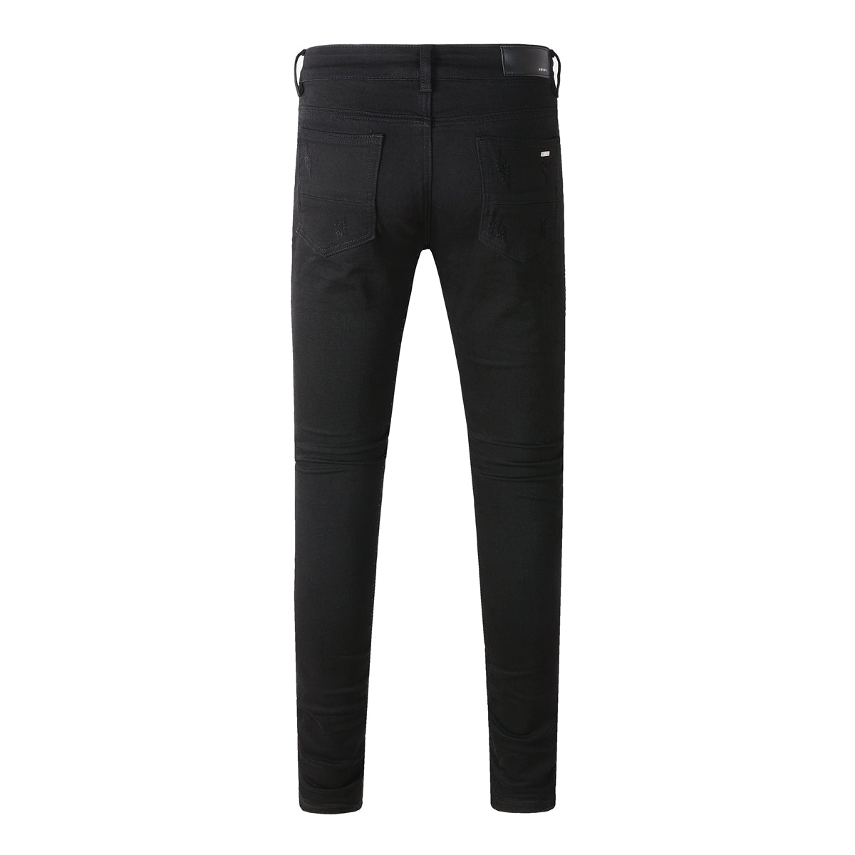 Men’s Black Skinny Jeans with Heavy Ripped Details and Sparkling Fabric Underlays for a Bold Nightlife Look 666