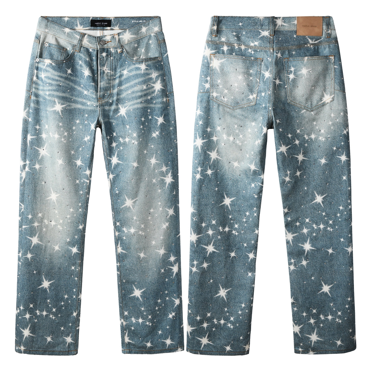 Fashion Starry Sky Jeans – Women's High Waist Casual Blue Denim Pants 9141