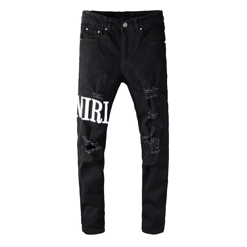Ripped Jeans Men's Jeans High Street Slim High Street Jeans #649