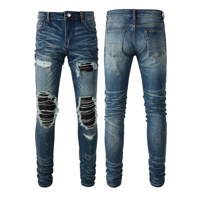 High Street Jeans Men's Ripped Patch Beggar Jeans