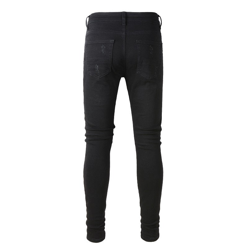 5200 High Street Street Wind Ripped Beggar Jeans Slim fit Elastic Jeans