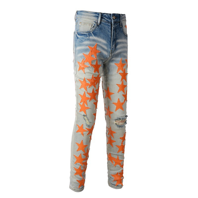 Sticky Star Jeans High Craft Elastic Slim Fit Casual Pants Men's 824