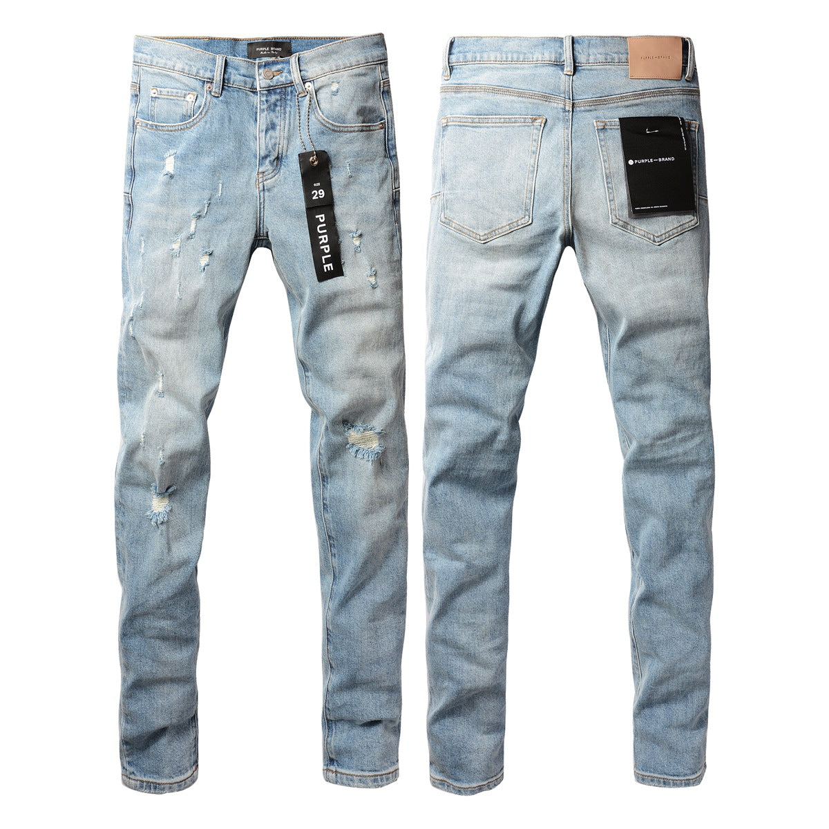 Jean bleu déchiré à la mode 9075 avec un design vieilli