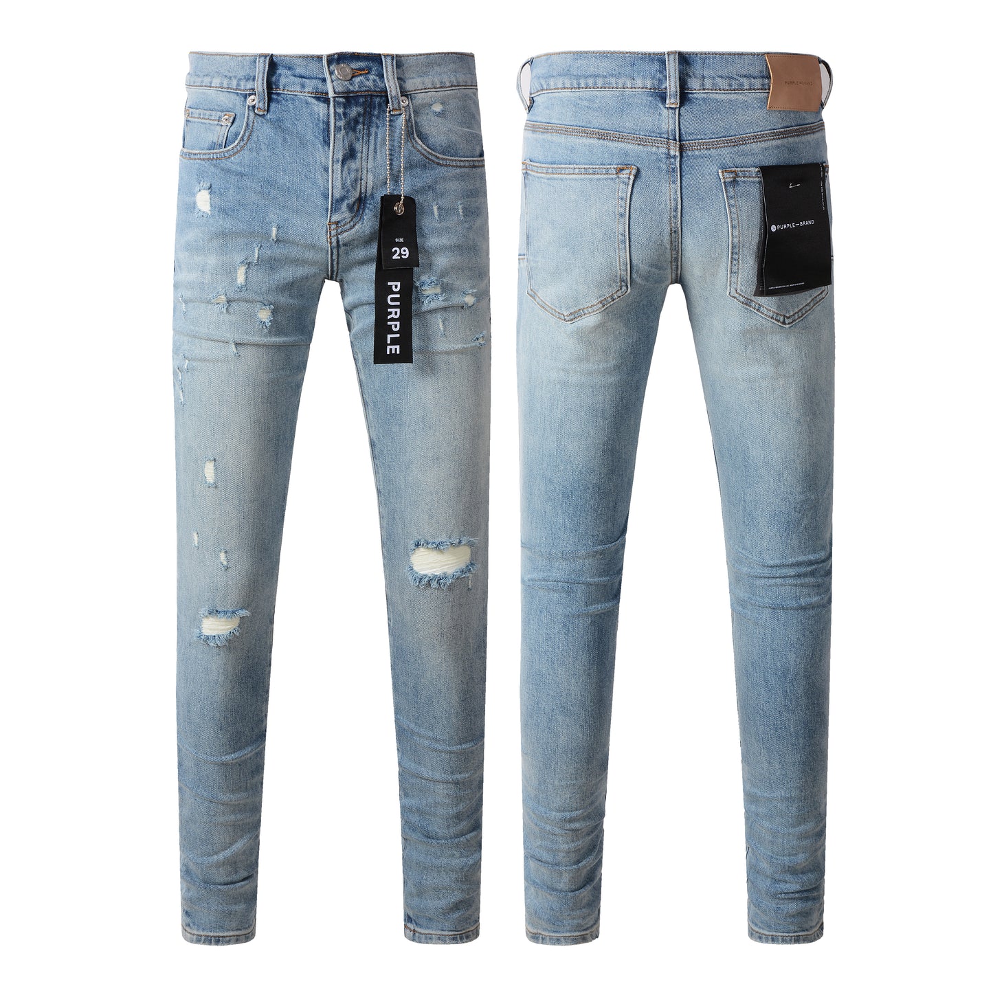 Fashionable Blue Ripped Jeans 9075 Featuring Distressed Design