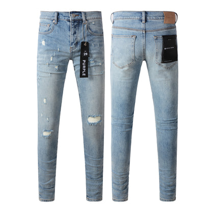 Fashionable Blue Ripped Jeans 9075 Featuring Distressed Design