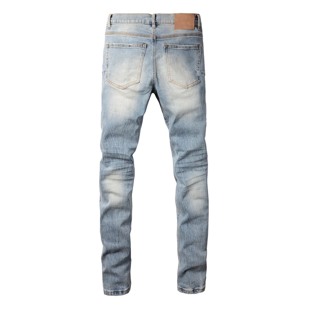 Men Streetwear Jeans Light Blue Ripped Graffiti Print Distressed Skinny 9101