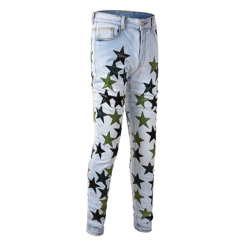 High Street Leather Green Star High Craft Stretch Slim High Street Jeans #853