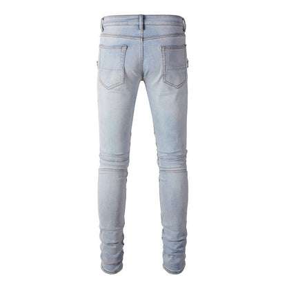 Jeans Retro Jeans Locomotive Style Men's Jeans Slim #6630