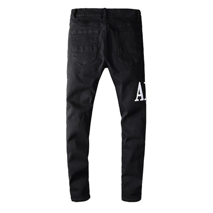 Ripped Jeans Men's Jeans High Street Slim High Street Jeans #649