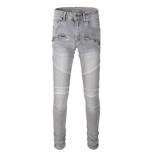 Old Multi Pocket Slim Fit Elastic Cut Locomotive High Street Jeans #1097