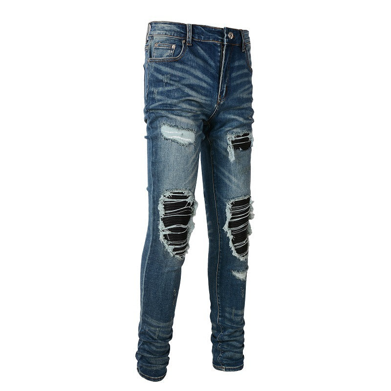 High Street Jeans Men's Ripped Patch Beggar Jeans