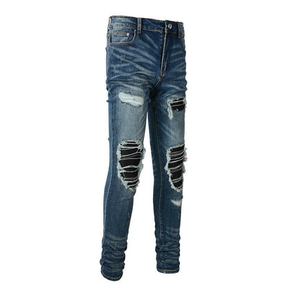 High Street Jeans Men's Ripped Patch Beggar Jeans