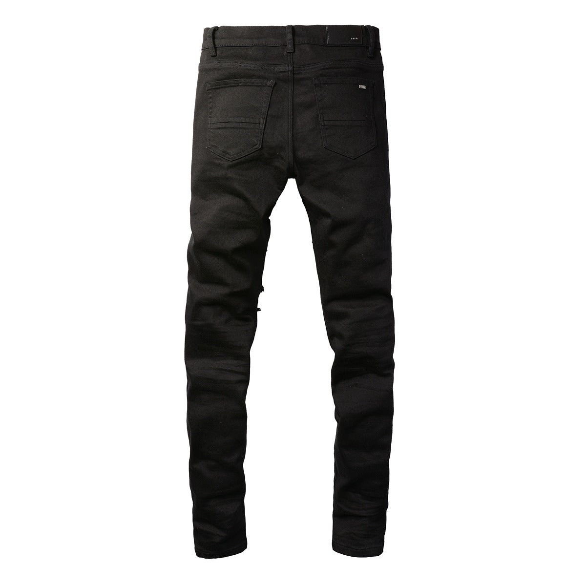 Jean slim stretch noir avec design polyvalent et empiècements en similicuir 8607