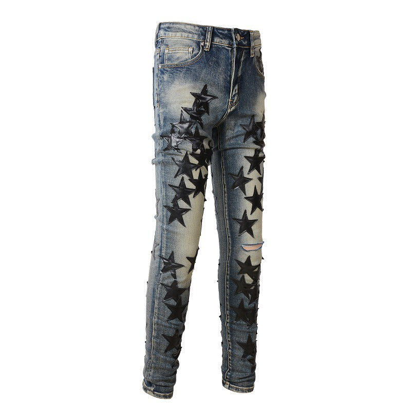 694 Sticky Star Jeans Men's High Craft Elastic Slim Small Foot Jeans