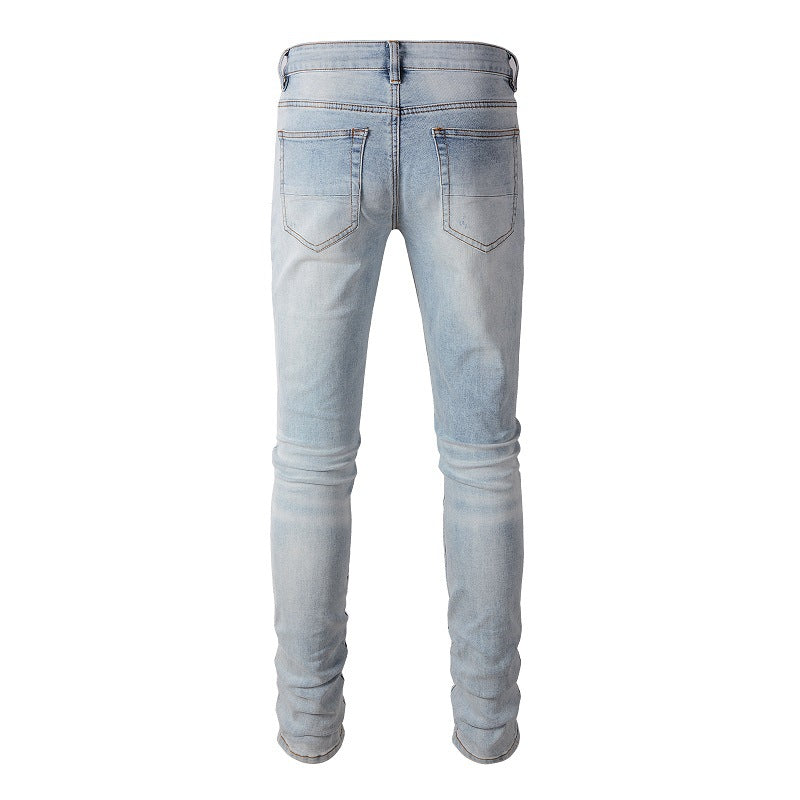 Jeans Retro Jeans Diamond encrusted Men's Jeans Elastic and Slim #808