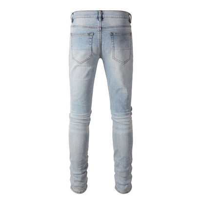 Jeans Retro Jeans Diamond encrusted Men's Jeans Elastic and Slim #808