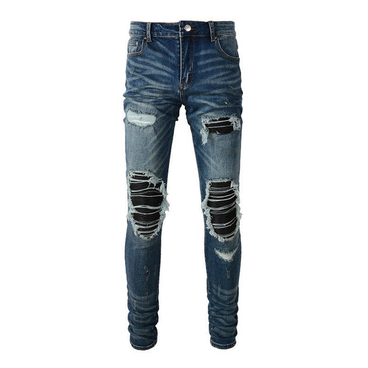 High Street Jeans Men's Ripped Patch Beggar Jeans