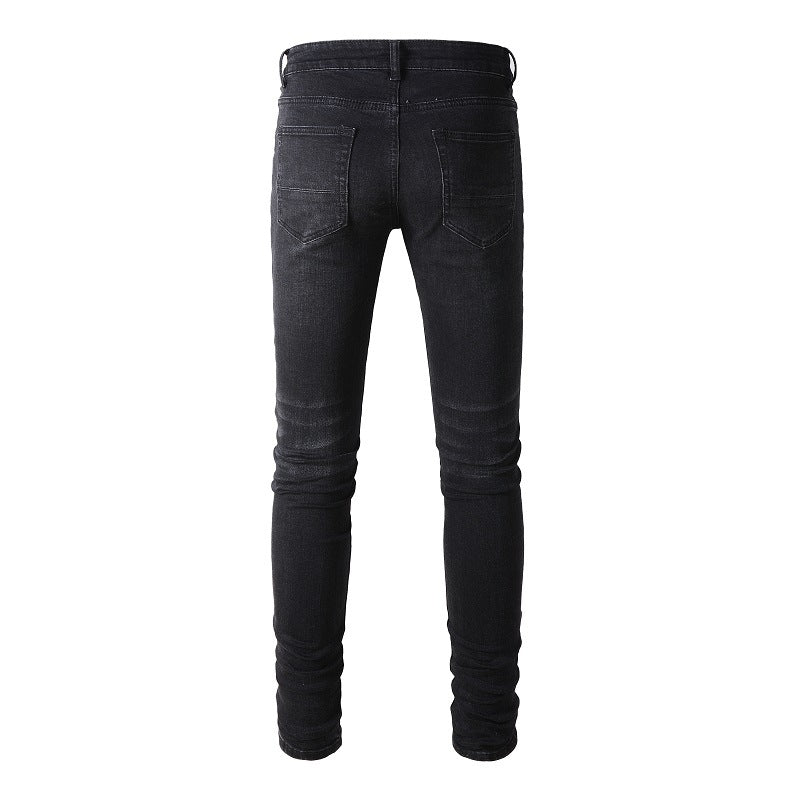 Jean déchiré Street Patch Pantalon slim élastique pour homme High Street (891-8833)