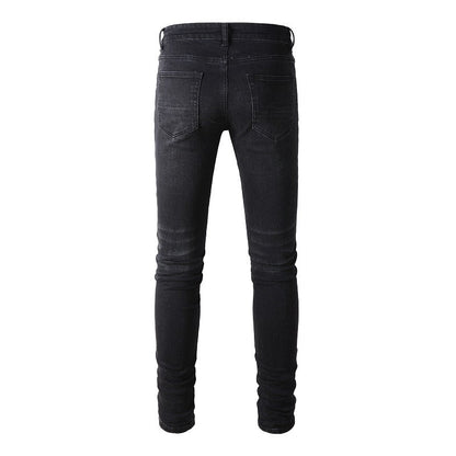 Jean déchiré Street Patch Pantalon slim élastique pour homme High Street (891-8833)