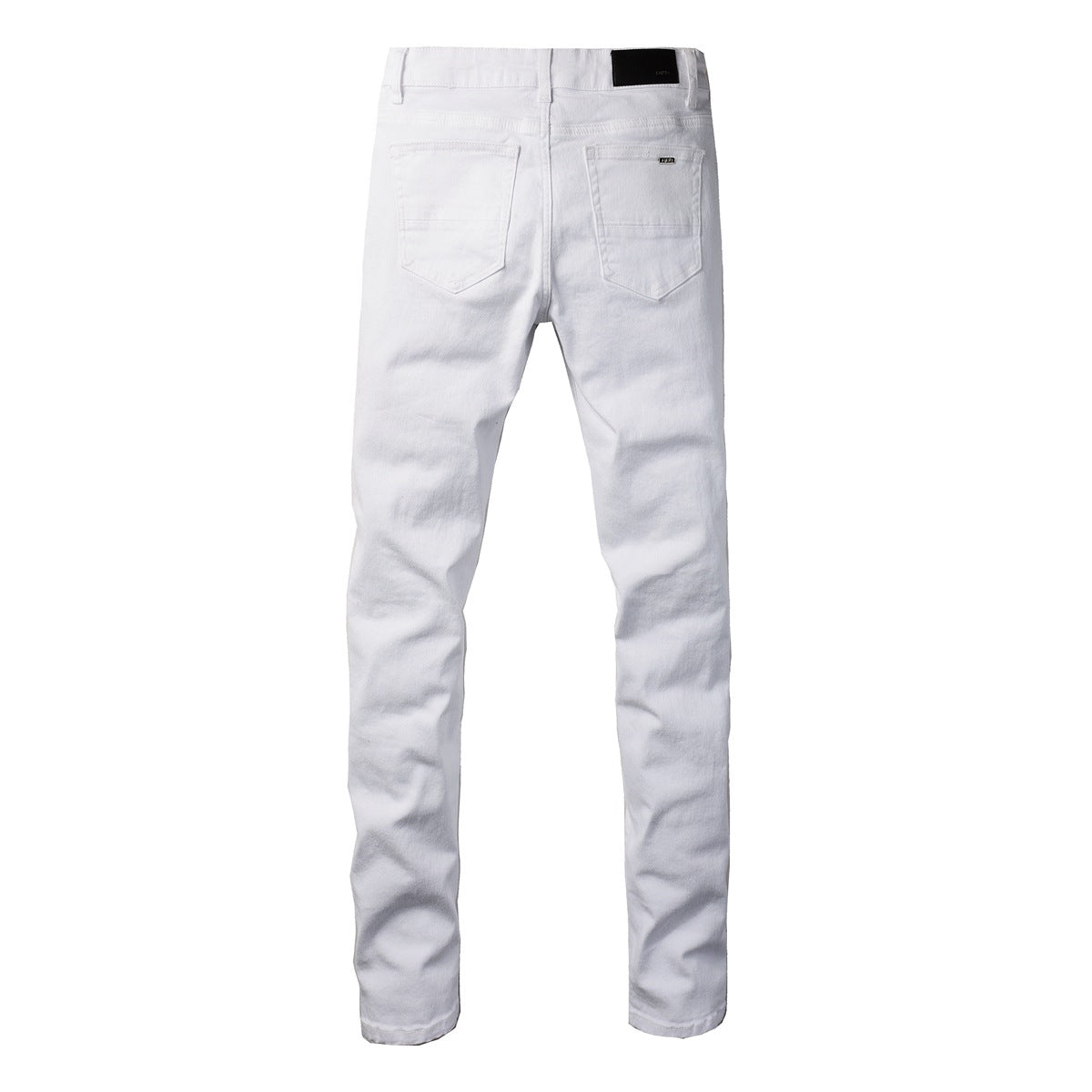 Pantalon skinny pour homme en patchwork déchiré de style pop, blanc, jean AM897C 