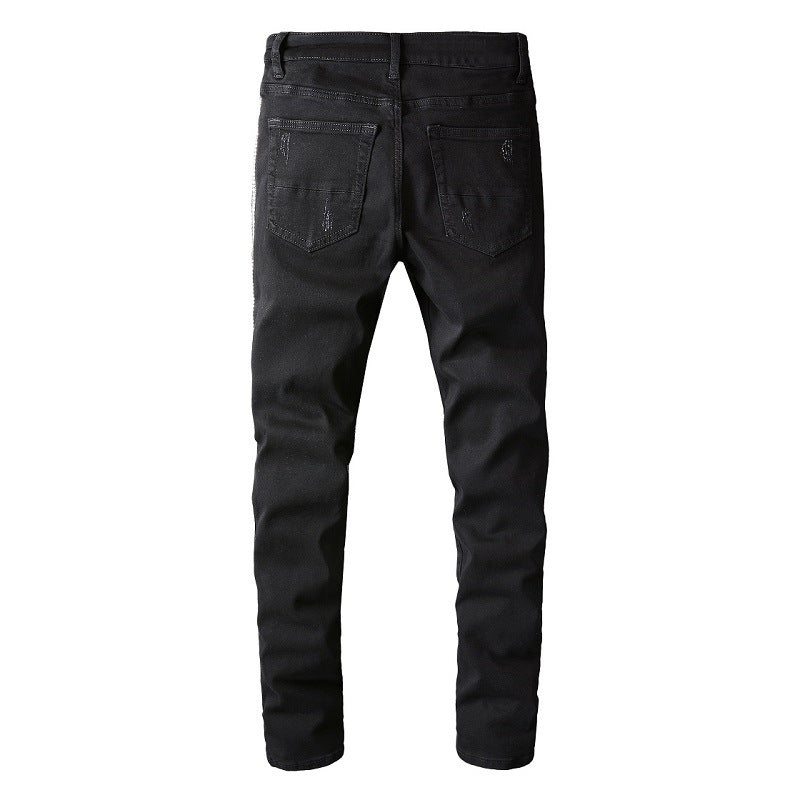 Pantalones vaqueros ajustados con bordado de parches y rotos de High Street 801 Tendencia 