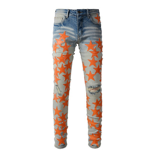 Sticky Star Jeans High Craft Elastic Slim Fit Casual Pants Men's 824