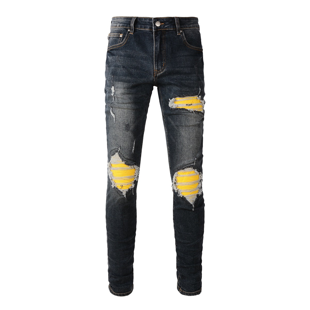 Jeans de créateur pour hommes Jeans pour hommes Jeans High Street Hole Star Patch Pantalons à empiècements brodés d'étoiles pour hommes et femmes Pantalons extensibles slim-fit Pantalons (40583-1305)