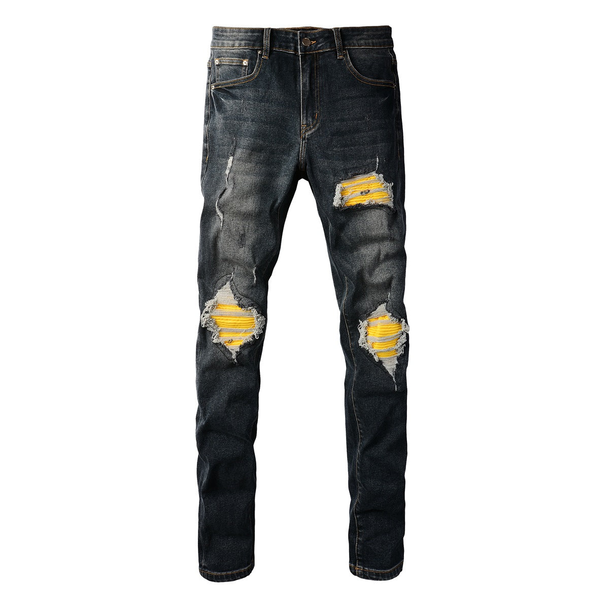 Jeans de créateur pour hommes Jeans pour hommes Jeans High Street Hole Star Patch Pantalons à empiècements brodés d'étoiles pour hommes et femmes Pantalons extensibles slim-fit Pantalons (40583-1305)
