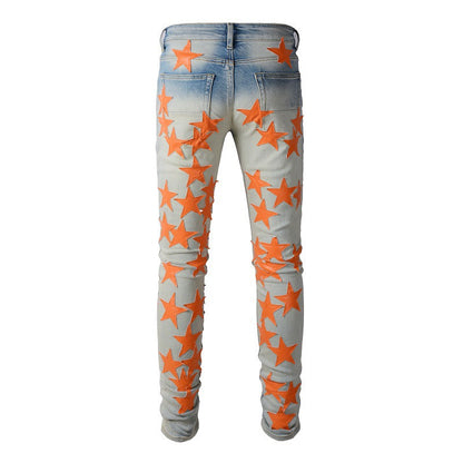 Sticky Star Jeans High Craft Elastic Slim Fit Casual Pants Men's 824