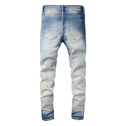 Pantalones vaqueros ajustados con parches rotos para hombre de High Street Jeans n.° 833 