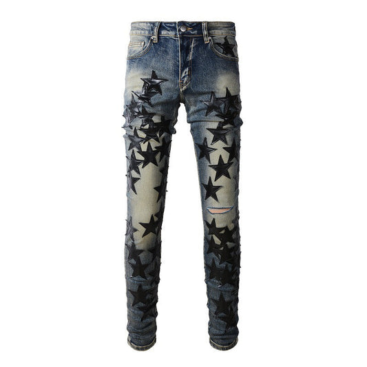 694 Sticky Star Jeans Men's High Craft Elastic Slim Small Foot Jeans
