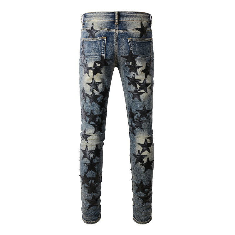 694 Sticky Star Jeans Men's High Craft Elastic Slim Small Foot Jeans