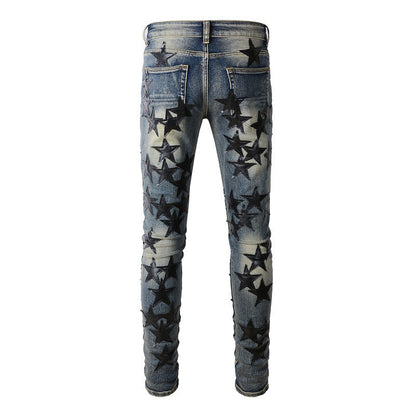 694 Sticky Star Jeans Men's High Craft Elastic Slim Small Foot Jeans