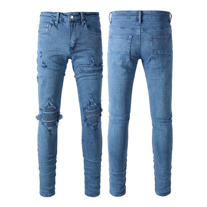 New Ripped Patch Jeans for Men, Crumpled and Won A Pair of Men's Jeans