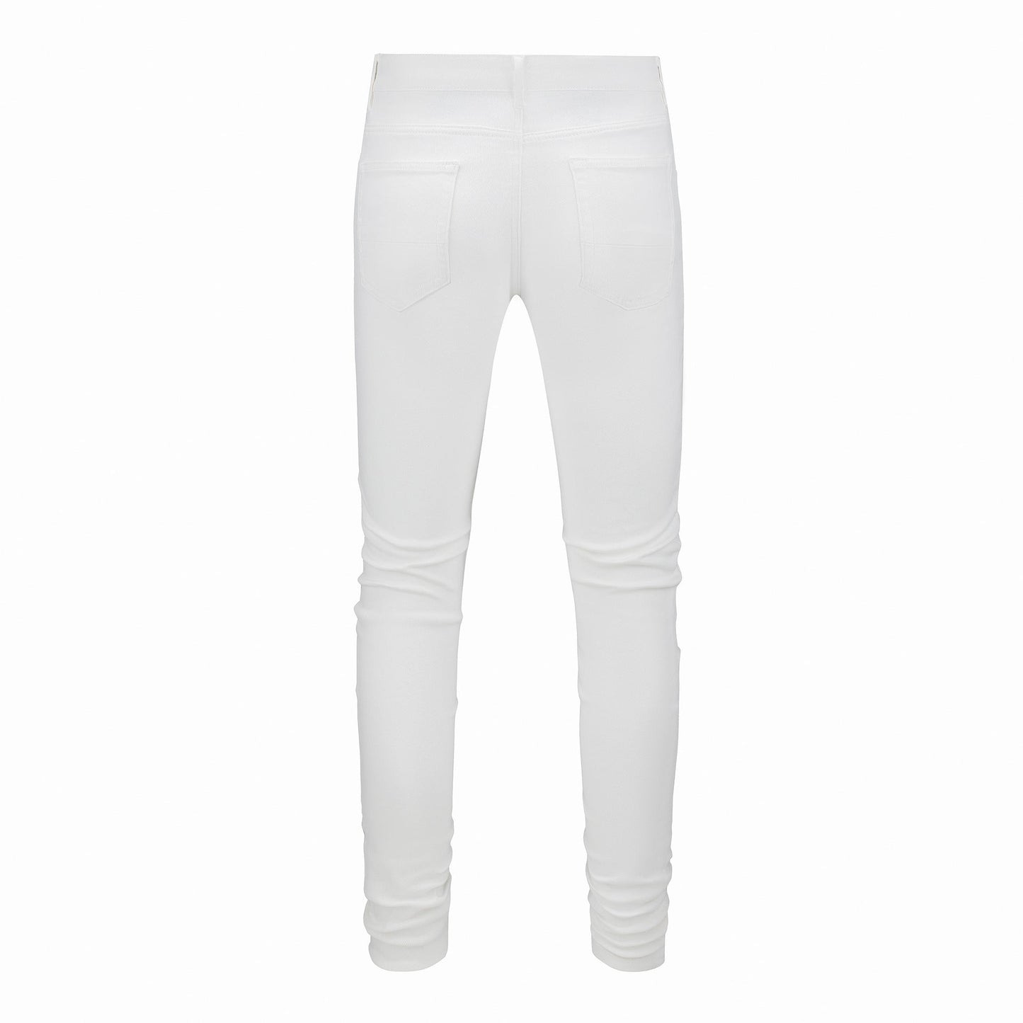 Vaqueros blancos ajustados para hombre con pedrería y parches para estilo urbano 625