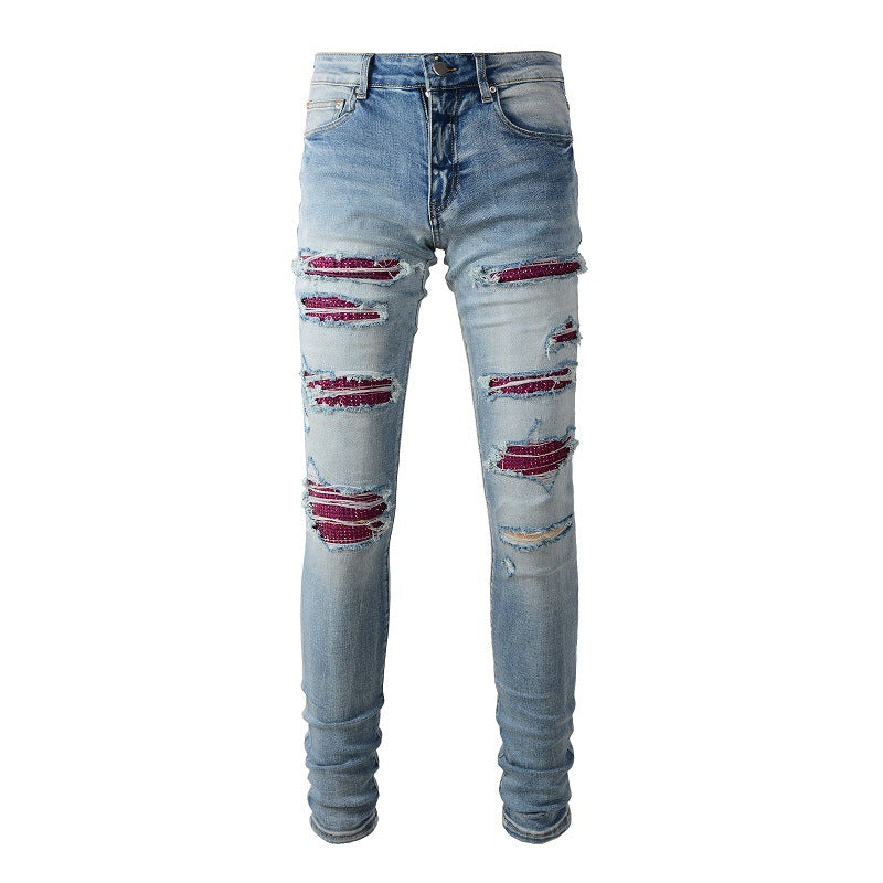 1308 High Street Jeans, Hot Drilling, Ripped, Slim and Thin Jeans
