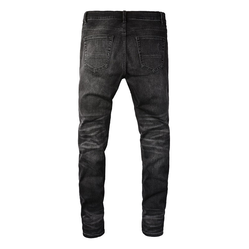 8638 High Elastic Hole Patch Men's Jeans Elastic Strip Sticker Slim Fit and Thin Feet Jeans