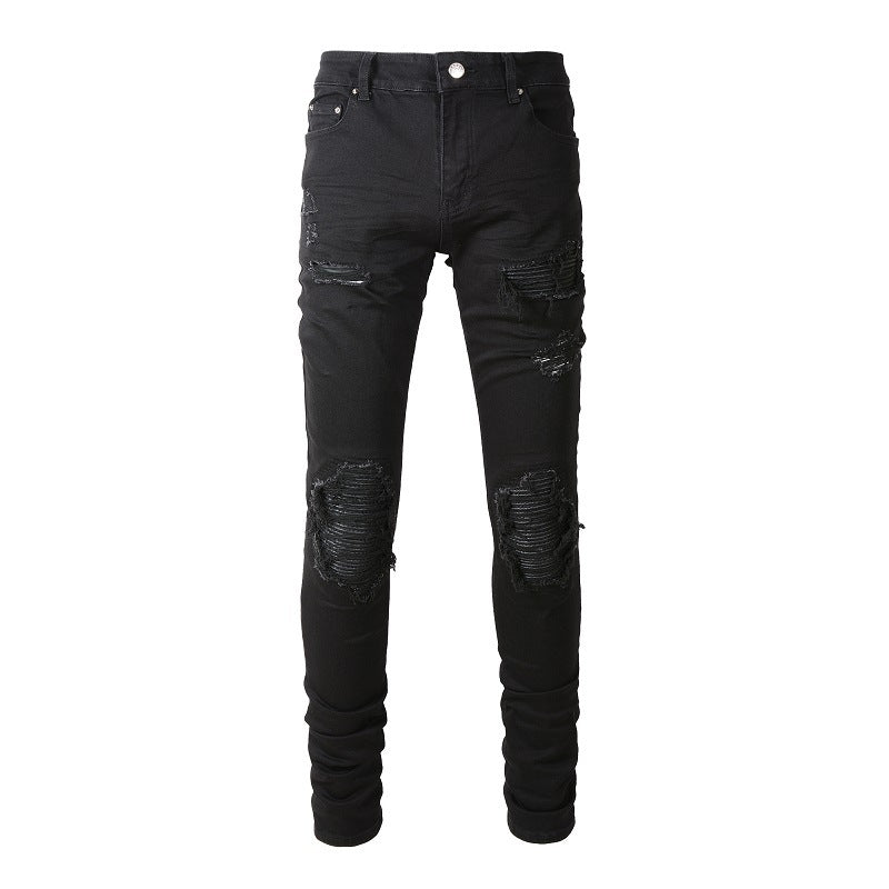 Jeans 8520 High Street Street Hole Patch Jeans Slim Élastique 