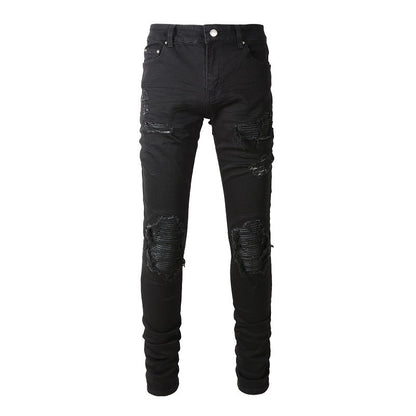 Jeans 8520 High Street Street Hole Patch Jeans Slim Élastique 